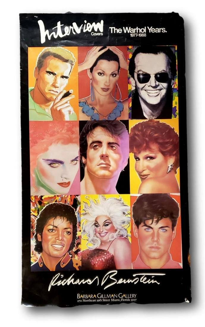 Interview The Warhol Years 1977 to 1988 Original Poster: Richard Bernstein exhibition poster from the Barbara Gillman Gallery (Miami, Fl) show of his work. The exhibition was titled: "Interview Magazine, The Warhol Years. - 1977-1988." The poster