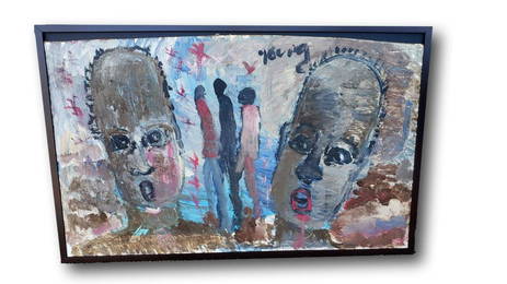 Untitled Original Purvis Young Oil on Board Folk Art