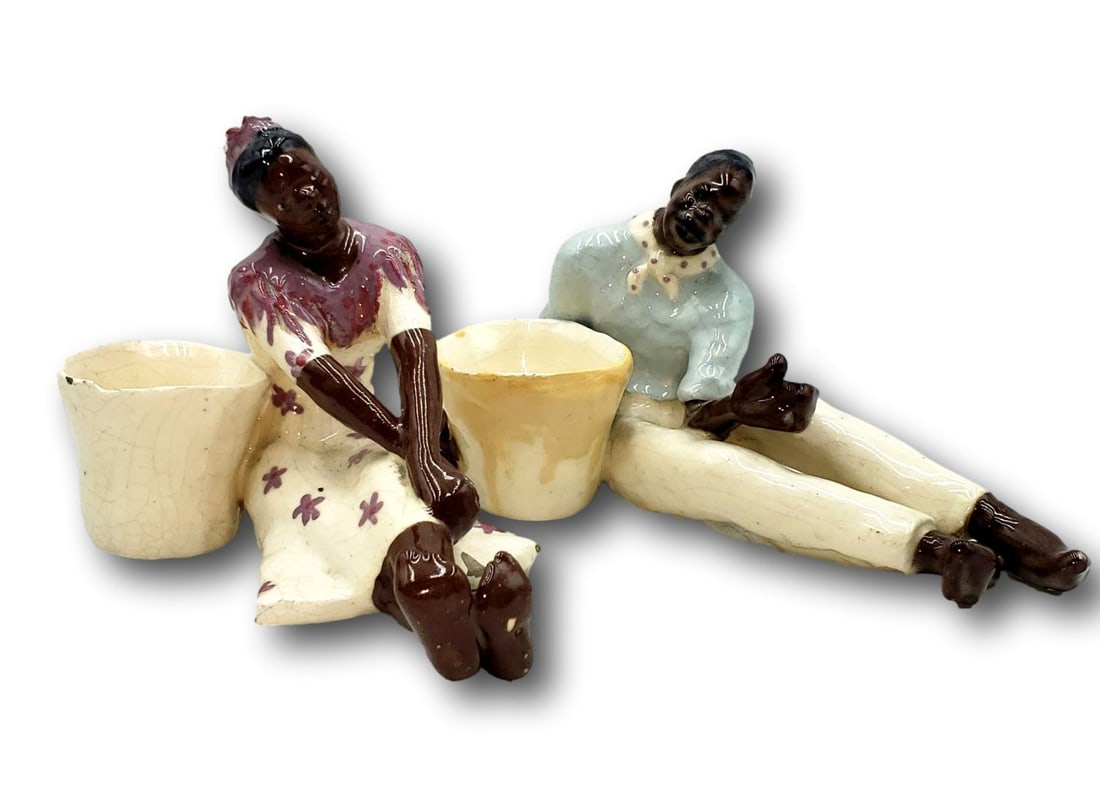 Vintage Black Harvesting Couple Ceramic Holders (1 of 4)