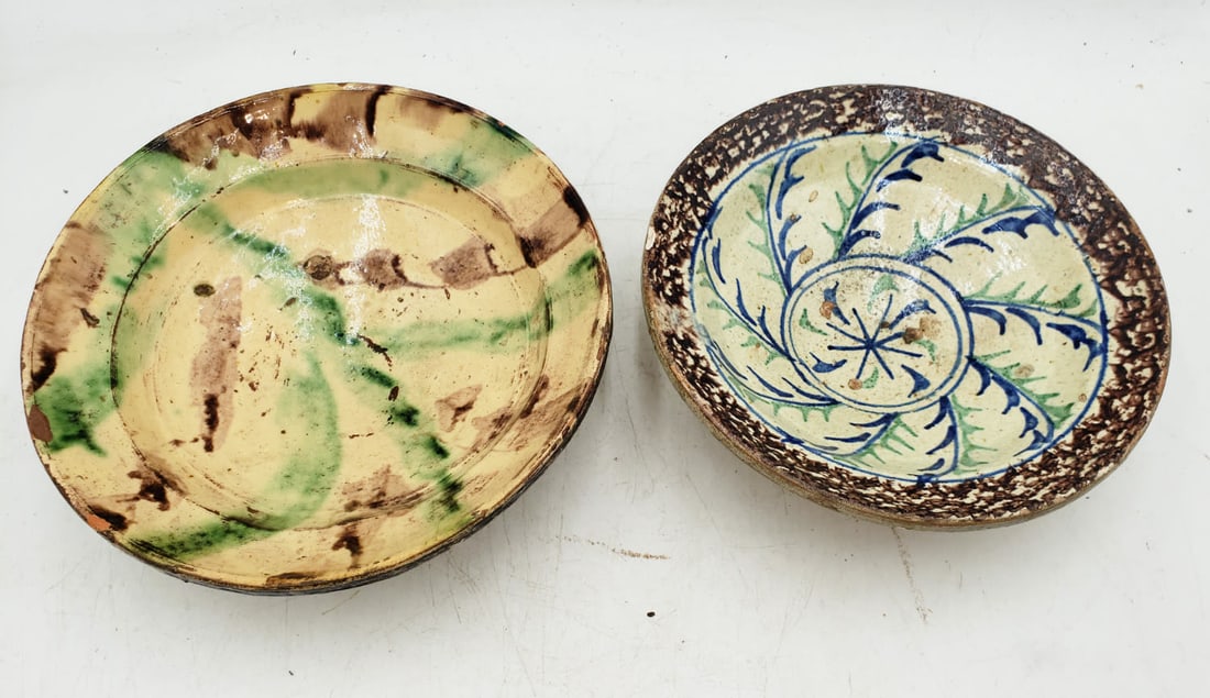 Large Painted Terra-Cotta Bowls (2) (1 of 4)