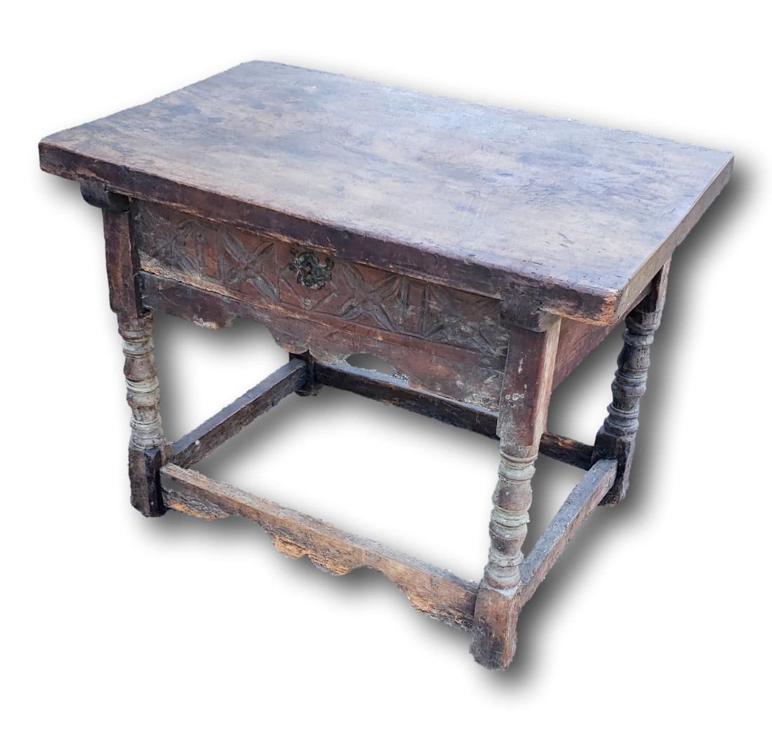 Spanish Baroque Colonial Walnut Side Table (1 of 6)