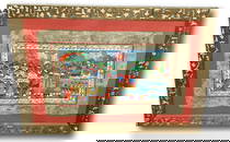 Fiesta Original Painting with Silver Milagros Border Frame