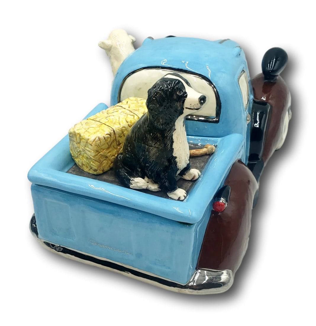 Henry Cavanagh Driving to Herd Ceramicar Cookie Jar - Limited Edition: This is an original rare Ceramicar Driving the Herd designed and made by Cavanagh at his studio. It is 29 / 100. It is in excellent condition. It measures approximately 15.5 inches by 8.5 inches by 8.