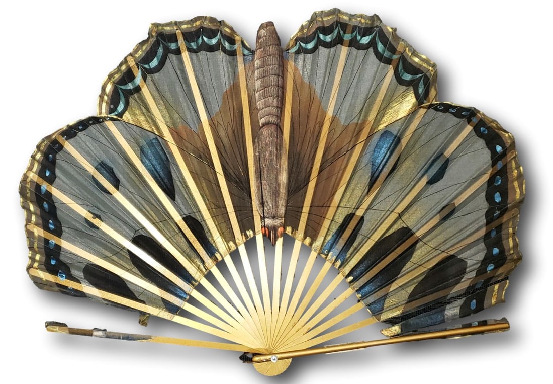 1920s Hand Painted Silk Butterfly Fan from Traphagen Museum (1 of 6)