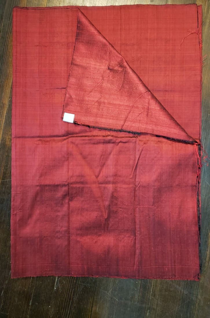 Luxurious Black Scarlet Vintage Silk Organza Fabric: Textile Only: Scarlet and black silk organza, fabric only, raw edges, no selvage. Measurements: 120 in long by 40 inches wide. Fabric only. _ Provenance: The Traphagen Collection | Cat
