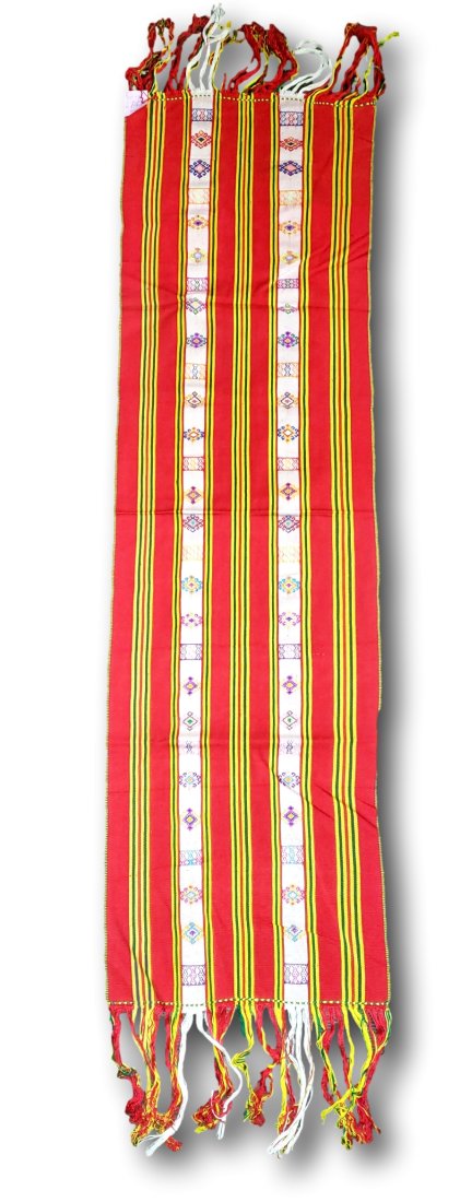 Vibrant Red Cotton Shawl/ Scarf: Vintage Polynesian Embroidery (1 of 2)