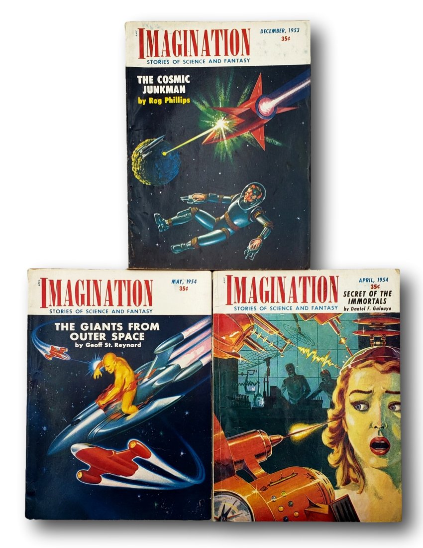 Lot of Imagination Stories of Science and Fantasy, Three: Includes: Imagination Stories of Science and Fantasy Vol. 4 No. 11 December 1953 Iss. 25 Imagination: Stories of Science and Fantasy: May 1954, Volume 5, Number 5 Imagination Stories of Science & Fant
