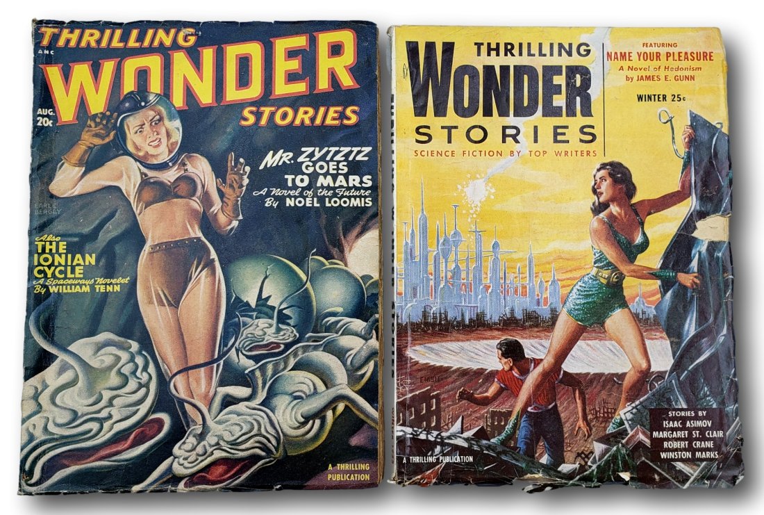 Thrilling Wonder Stories - 1948, 1955: Thrilling Wonder Stories began as a regular bimonthly and changed to monthly from December 1939 to April 1941, then back to bimonthly from June 1941 to August 1943. A quarterly schedule followed, from