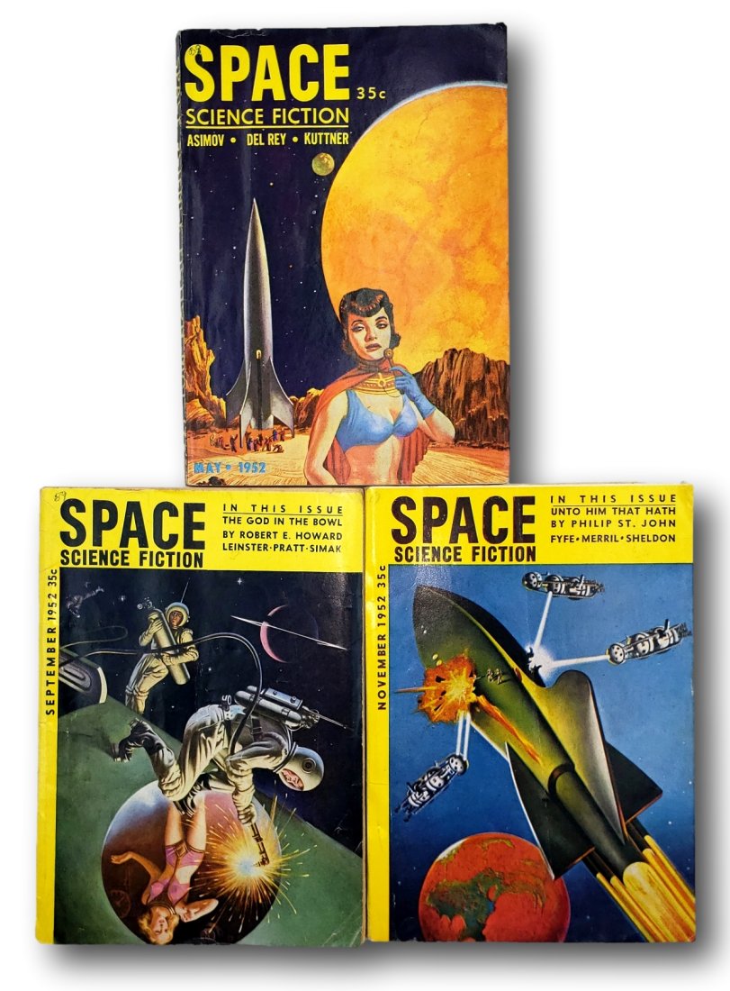 Space Science Fiction May, Sept, Nov, 1953: "Space Science Fiction" was a science fiction magazine published by Space Publications Inc., which made its debut in the literary world in 1952. At a time when science fiction was burgeoning into a po