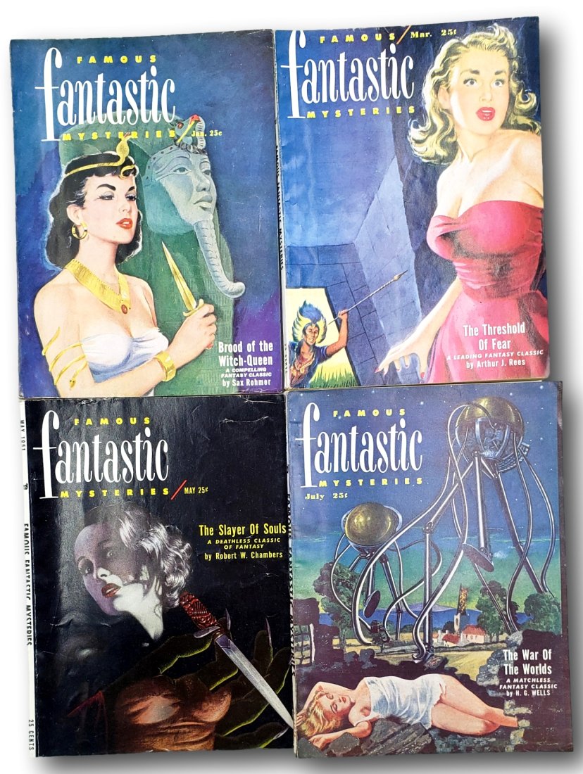 1951 Famous Fantastic Very Good Condition Lot of 4: If it is all about condition - this is the lot! This 1951 Famous Fantastic Very Lot of 4 includes January, March, May, and July. Authors include Sax Rohmer, Arthur Rees, Robert Chambers, and H.G. Well