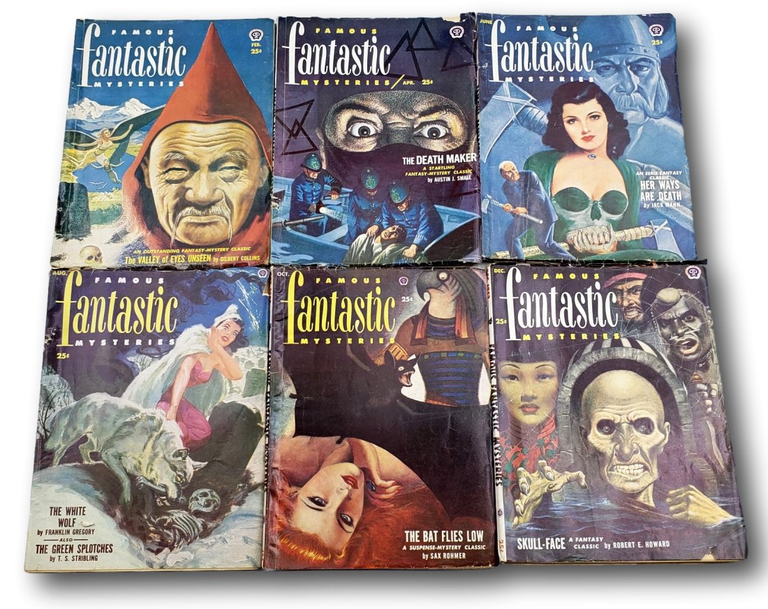 1952 Lot of 6 Famous Fantastic Mysteries: Introducing the 1952 Lot of 6 Famous Fantastic Mysteries! This fantastic collection comprises six issues from February, April, June, August, October, and December. Each of these vintage magazines is i