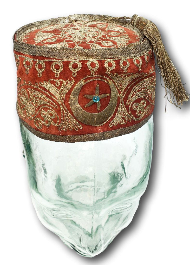 Antique Turkish Ottoman Fez with Silver Embroidery (1 of 5)