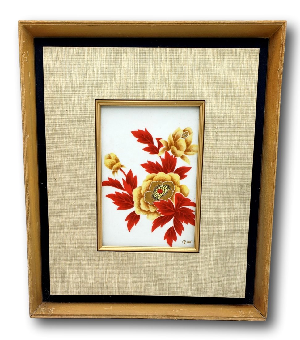 Autumnal Elegance Y. Aoi Painted Noritake Framed Tile (1 of 4)