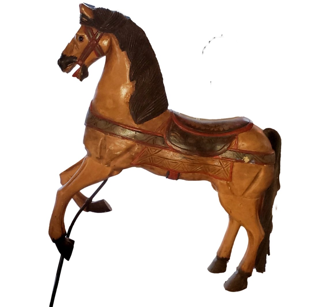 Antique Equestrian Elegance - A Vintage Folk Art Polychromatic Carousel Horse (1 of 5)