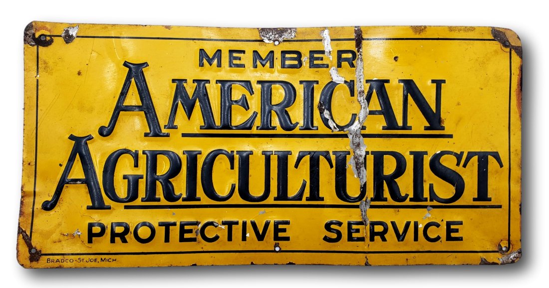 American Agriculturist Member Protective Service Vintage Embossed Tin Sign (1 of 3)