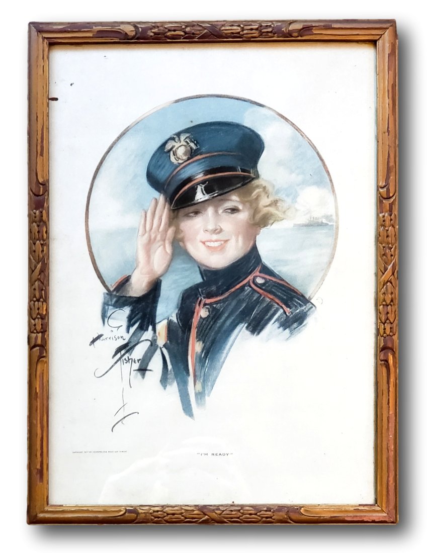 1917 'I'm Ready' World War I Cosmopolitan Magazine Illustration by Harrison Fisher (1 of 4)
