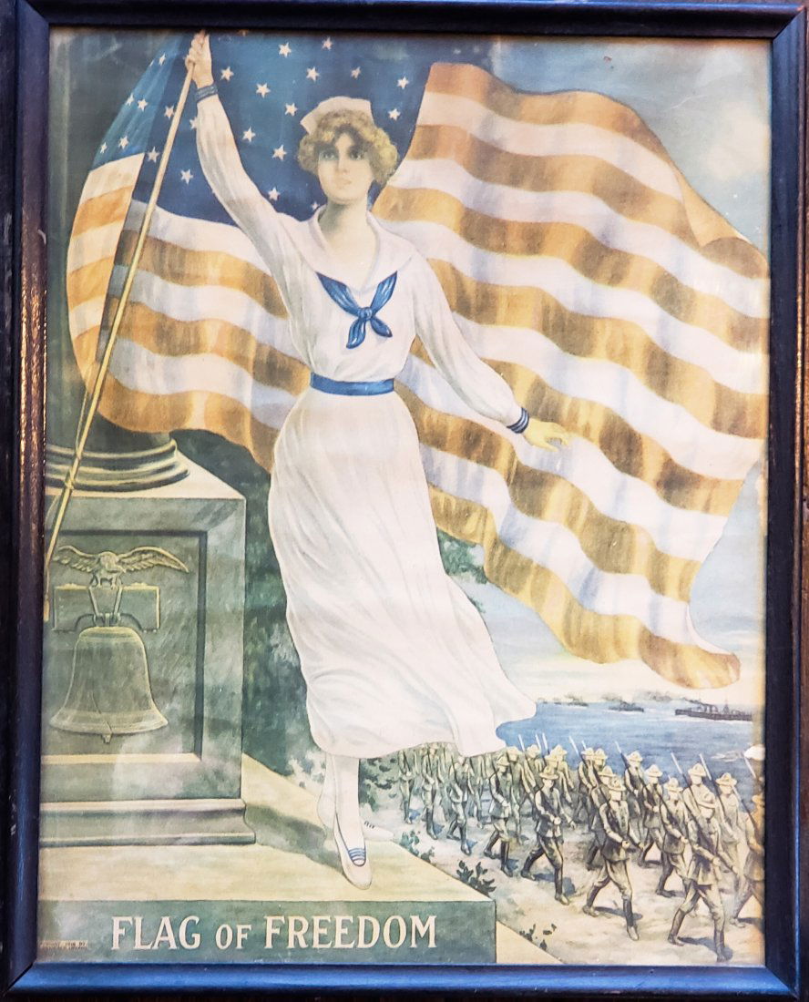 1918 Flag of Freedom by E. G. Renesch (1879-) Lithograph Print (1 of 4)