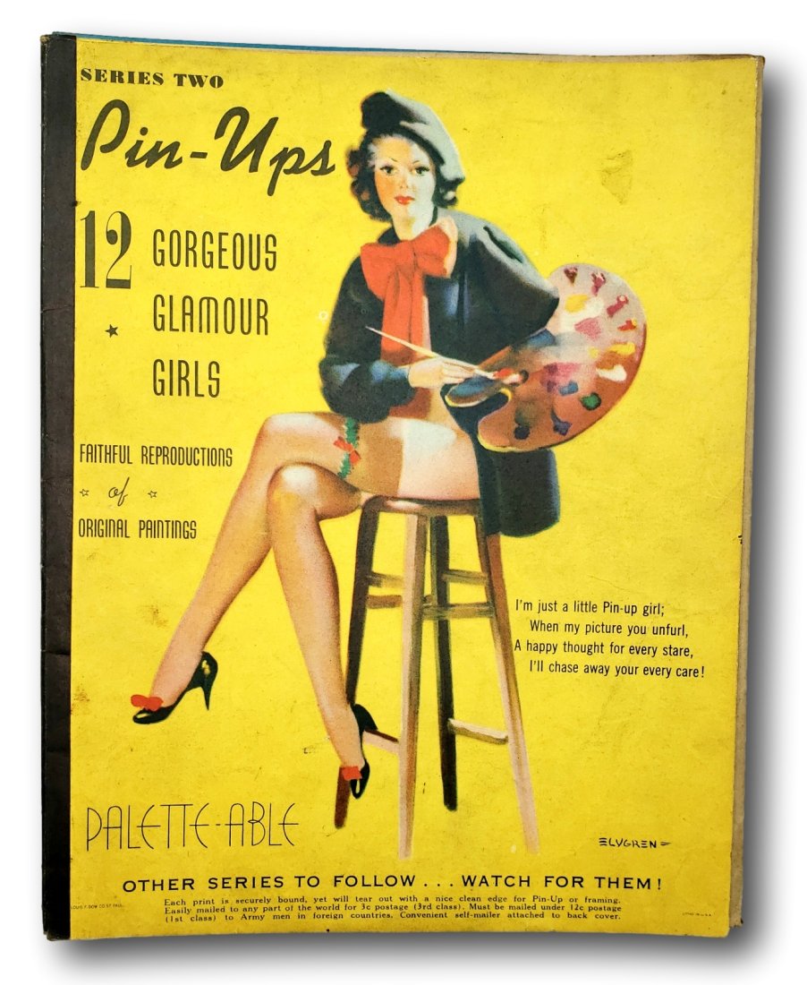 Series Two 'Palette-Able' Collection: 12 Pin-Up Glamour Girl Prints: Indulge in the timeless charm of classic American pin-up art with 'Series Two' of the 'Palette-Able' collection, featuring 12 gorgeous glamour girl prints by the illustrious Gil Elvgren. This coveted