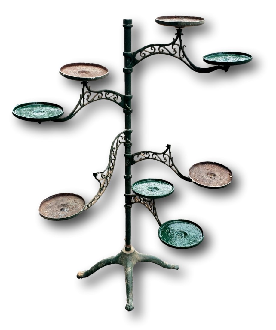 Antique Iron Swiveling Arm Plant Stand with Eight Plates, Circa Early 20th Century (1 of 4)