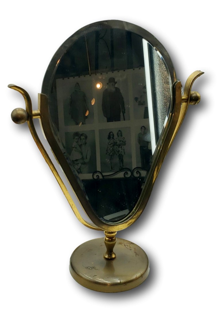 Art Deco Brass Tabletop Tilting Mirror with Beveled Edge, Circa 1920s (1 of 4)