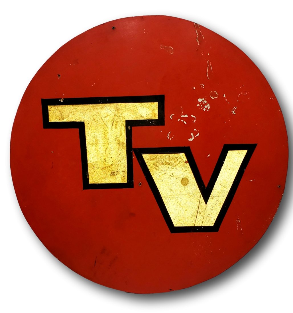 1960s Retro Reflective 'TV' Masonite Sign (1 of 3)
