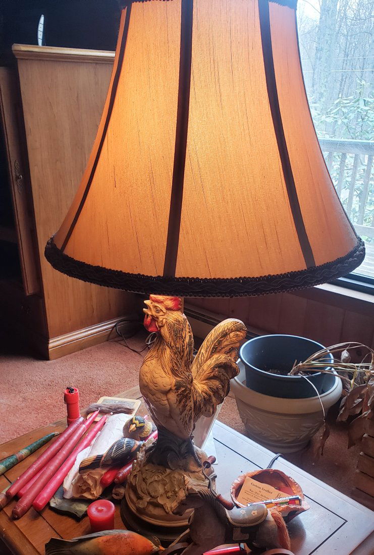 Two Vintage Ceramic Rooster Table Lamps (1 of 2)