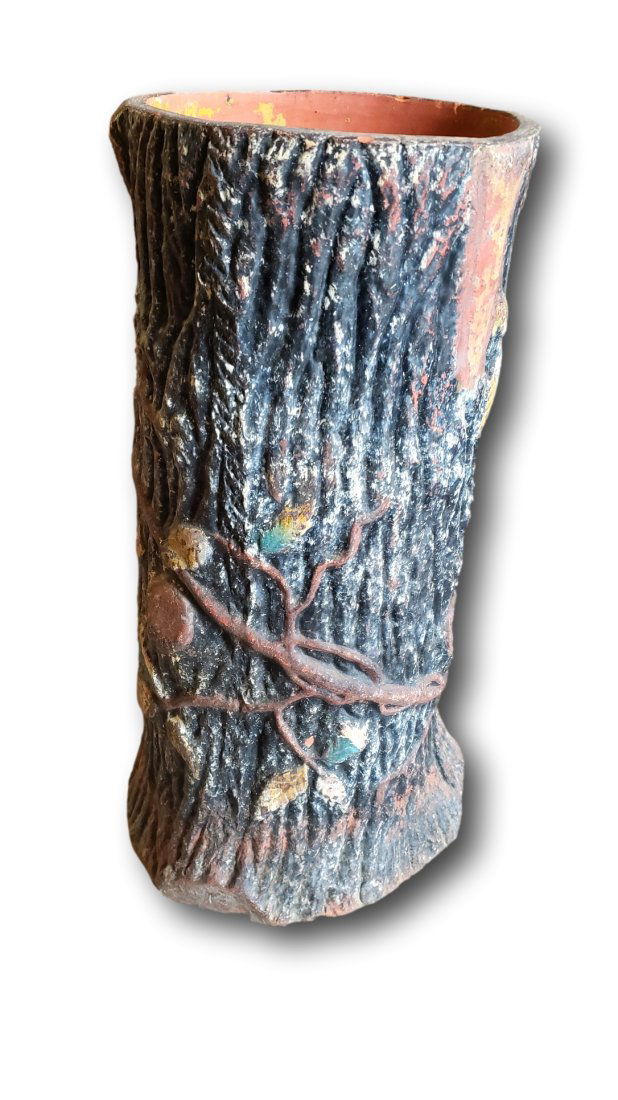 Rustic Tree Bark Motif Ceramic Umbrella Stand (1 of 3)