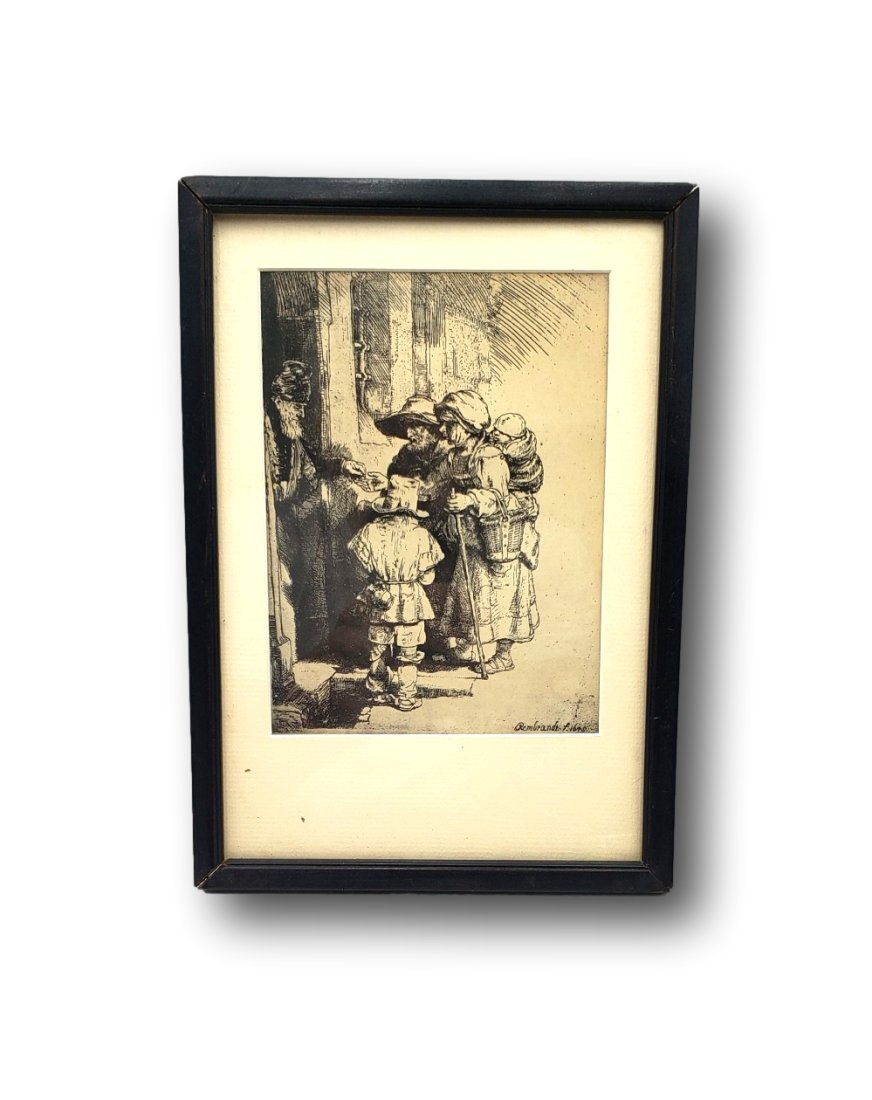 Etching : Rembrandt Beggars Receiving Alms Print Framed (1 of 5)