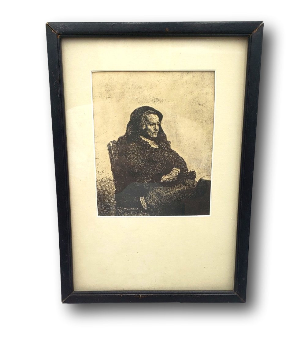 Rembrandt's Mother Etching , Framed Copy (1 of 6)