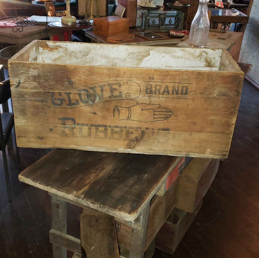 Antique Large Glove Brand Rubbers Wood Crate (1 of 5)
