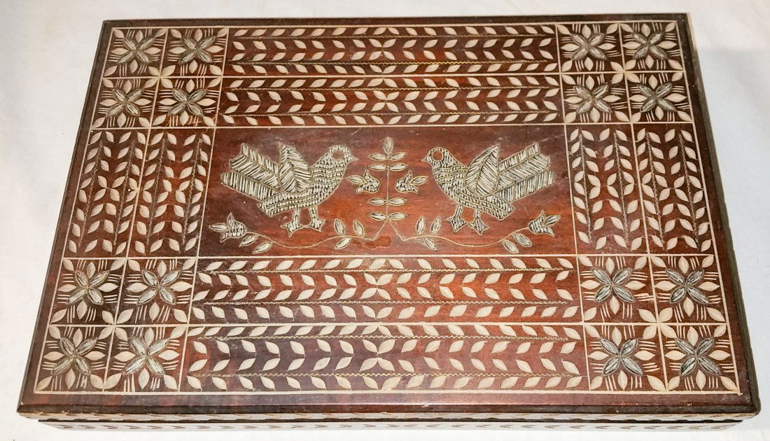 Vintage Brass Inlaid Wood Box (1 of 4)