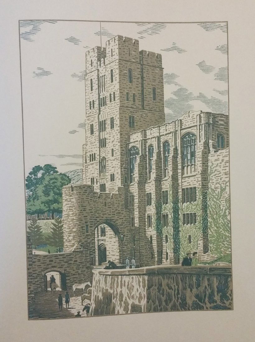 WEST POINT NY PORTFOLIO BY RUDOLPH RUZICKA: Titled " Portfolio of Views of the United States Military Academy , West Point , N.Y. " , this navy blue folio contains six impression in color from the wood cut engravings of the renowned artist Rudo