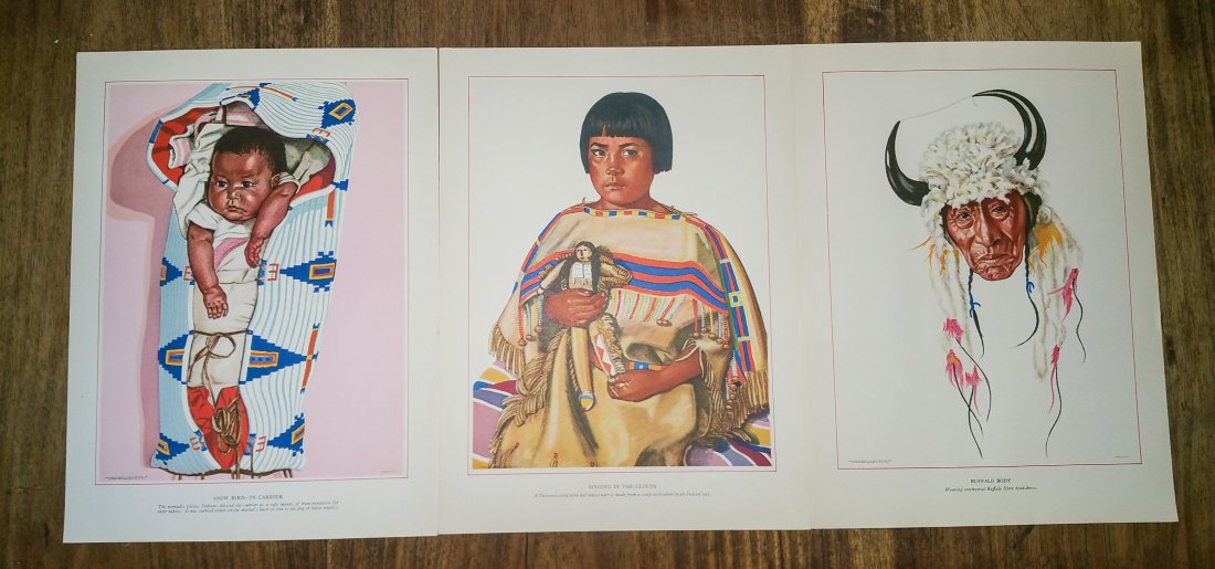 BLACKFEET INDIANS OF GLACIER NATIONAL PARK BY WINOLD RE: A bio of Winold Reiss the talented artist who produced the 24 full color prints depicting the individuals of the Blackfeet community as he knew them. Each 9 in by 12 in print is titled and has a brief