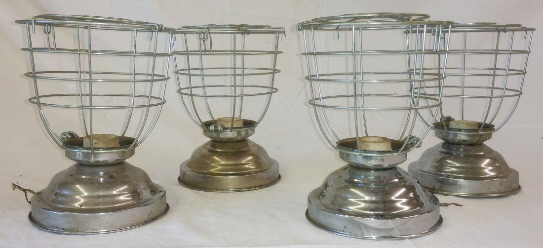 SET OF NEW OLD STOCK VINTAGE CAGED COOP LAMPS ( 4) (1 of 3)