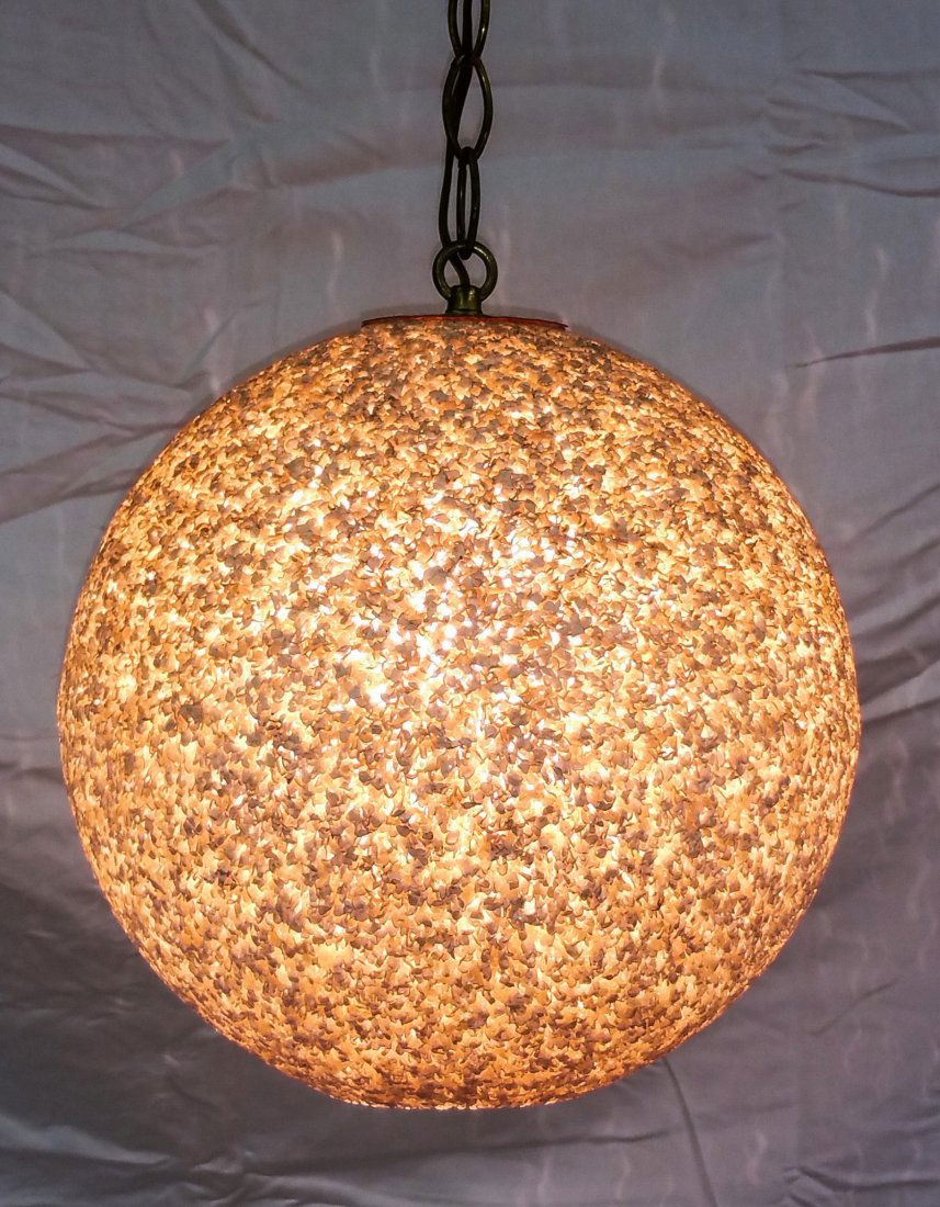 VINTAGE SPHERE HANGING LAMP WITH 10+ FT CHAIN (1 of 3)