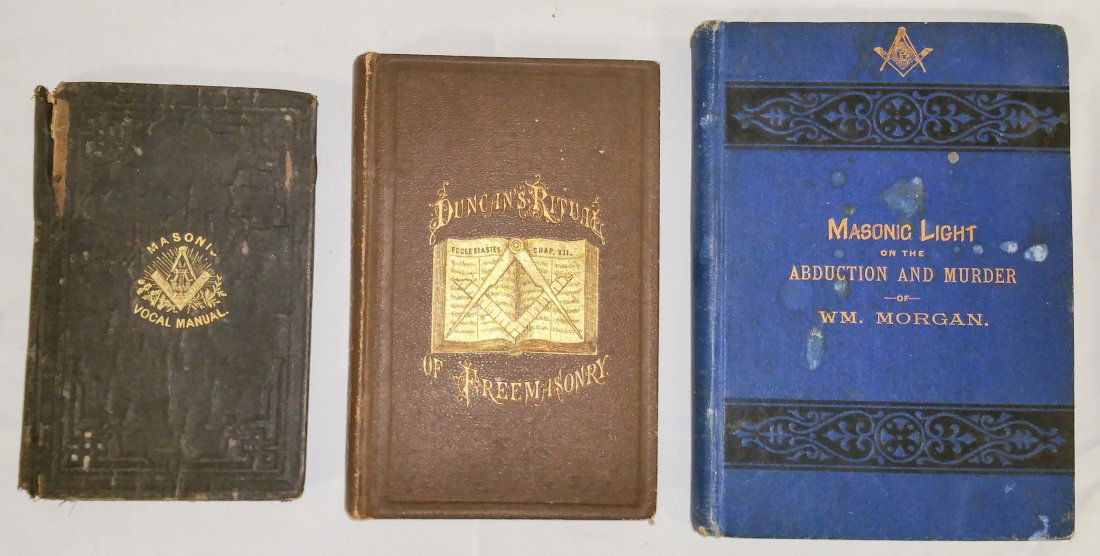 ANTIQUE FREE MASONRY BOOKS, SET OF THREE (1 of 6)