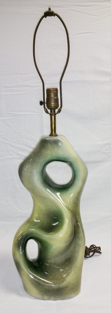 HIGH GLOSS MID - MODERN ABSTRACT ART POTTERY LAMP (1 of 5)
