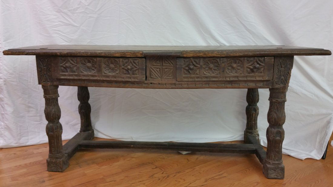 BAROQUE LIBRARY / PARTNER TABLE 16TH -17TH CENT WALNUT (1 of 5)