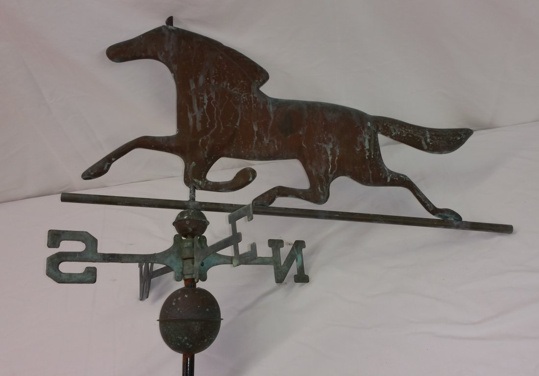 VERDIGRIS COPPER RUNNING HORSE WEATHER VANE (1 of 3)