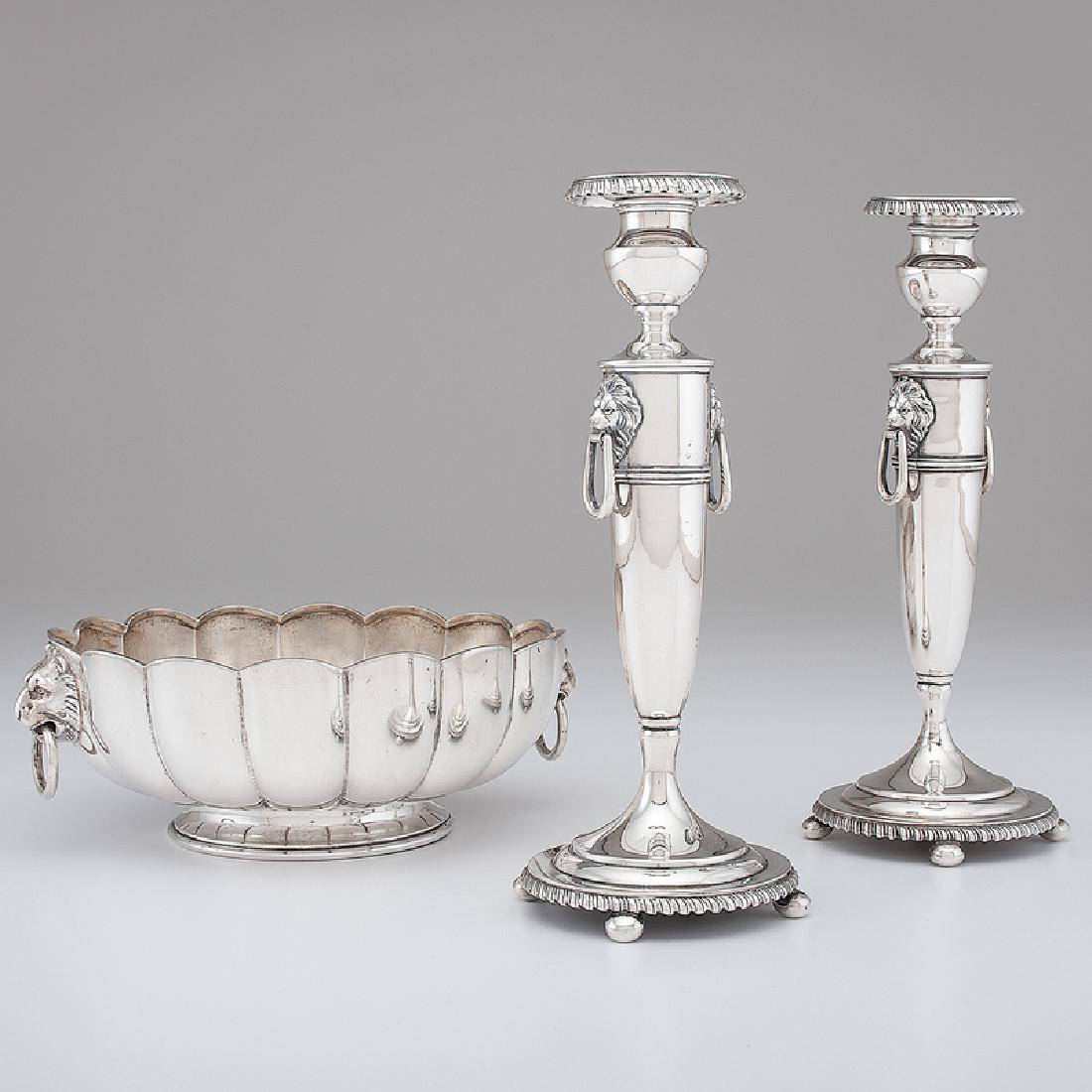 American Sterling Center Bowl and Candlesticks (1 of 4)