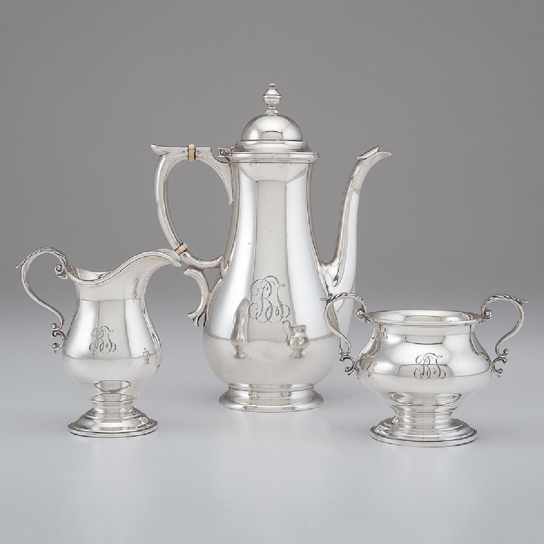 Gorham Sterling Coffee Pot with Associated Creamer & (1 of 3)