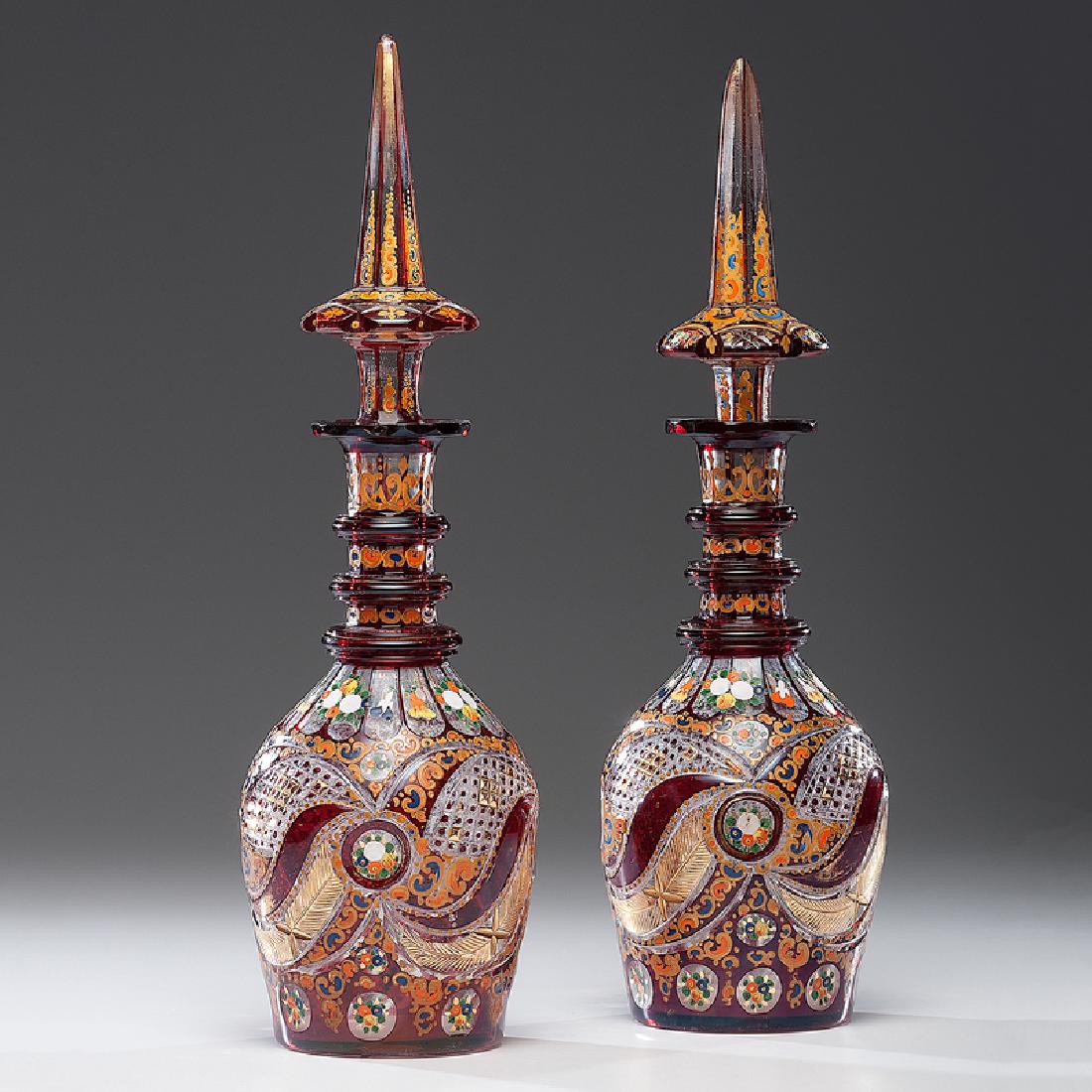 Bohemian Flashed Glass Decanters (1 of 5)