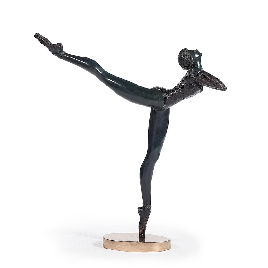 Monyo Simon Mihailescu-Nastrurel (Romanian, 1926-2000): Arabesque painted bronze signed at base ht. 52 (including base), wd. 45 in.
