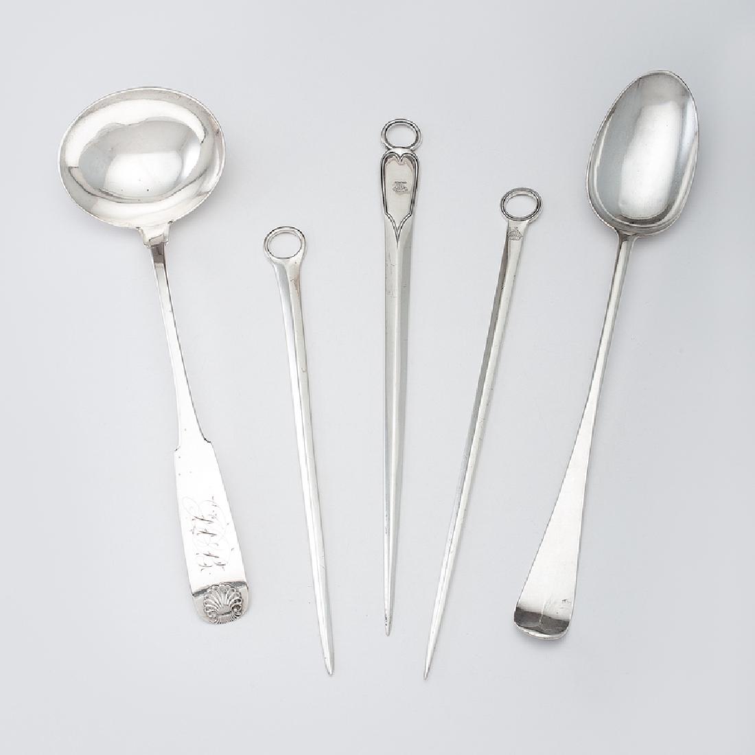 Georgian Sterling Ladle, Serving Spoon and Meat Skewers (1 of 3)