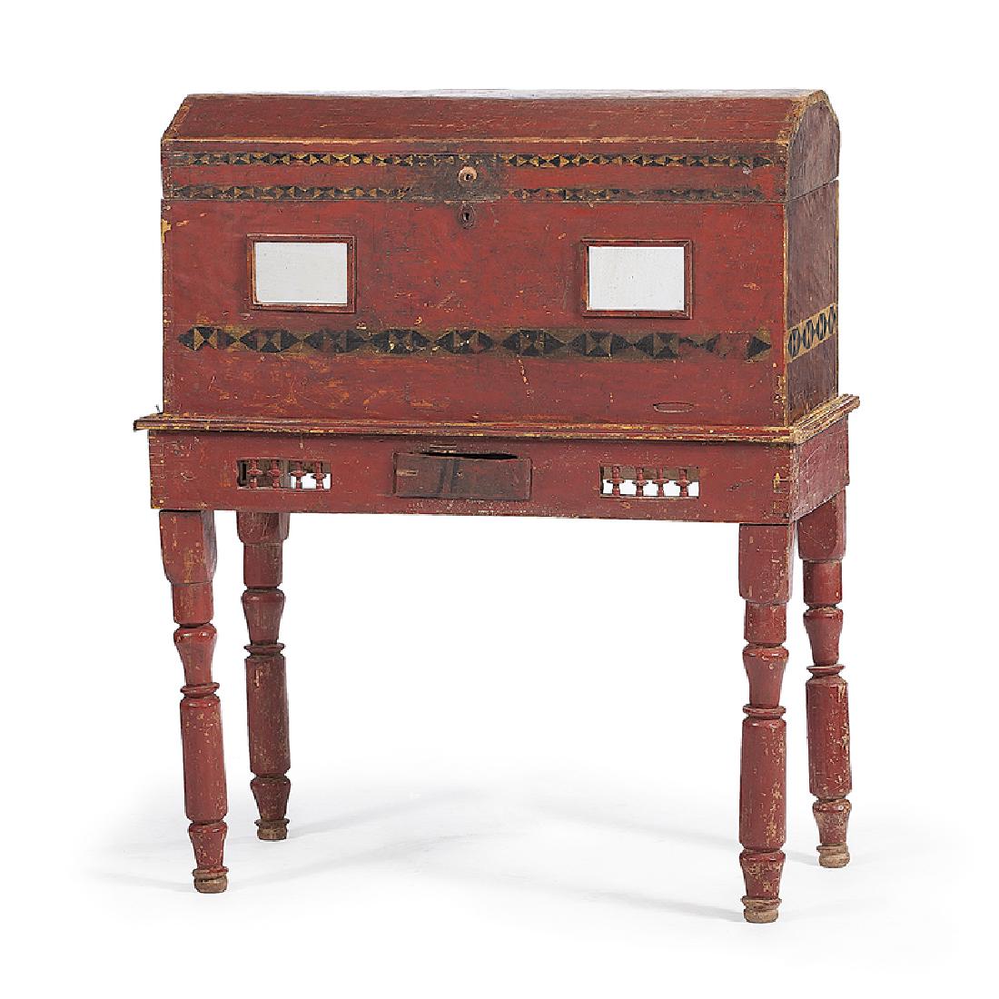 Spanish Colonial Painted Chest on Stand with Mirrors (1 of 4)