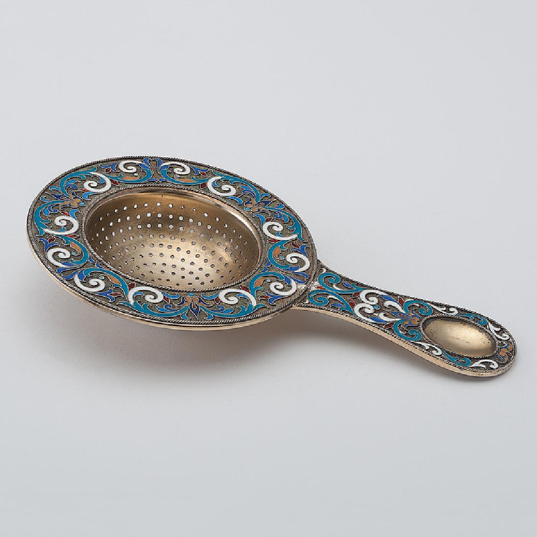 Russian Gilt Silver Enamel Tea Strainer (1 of 3)