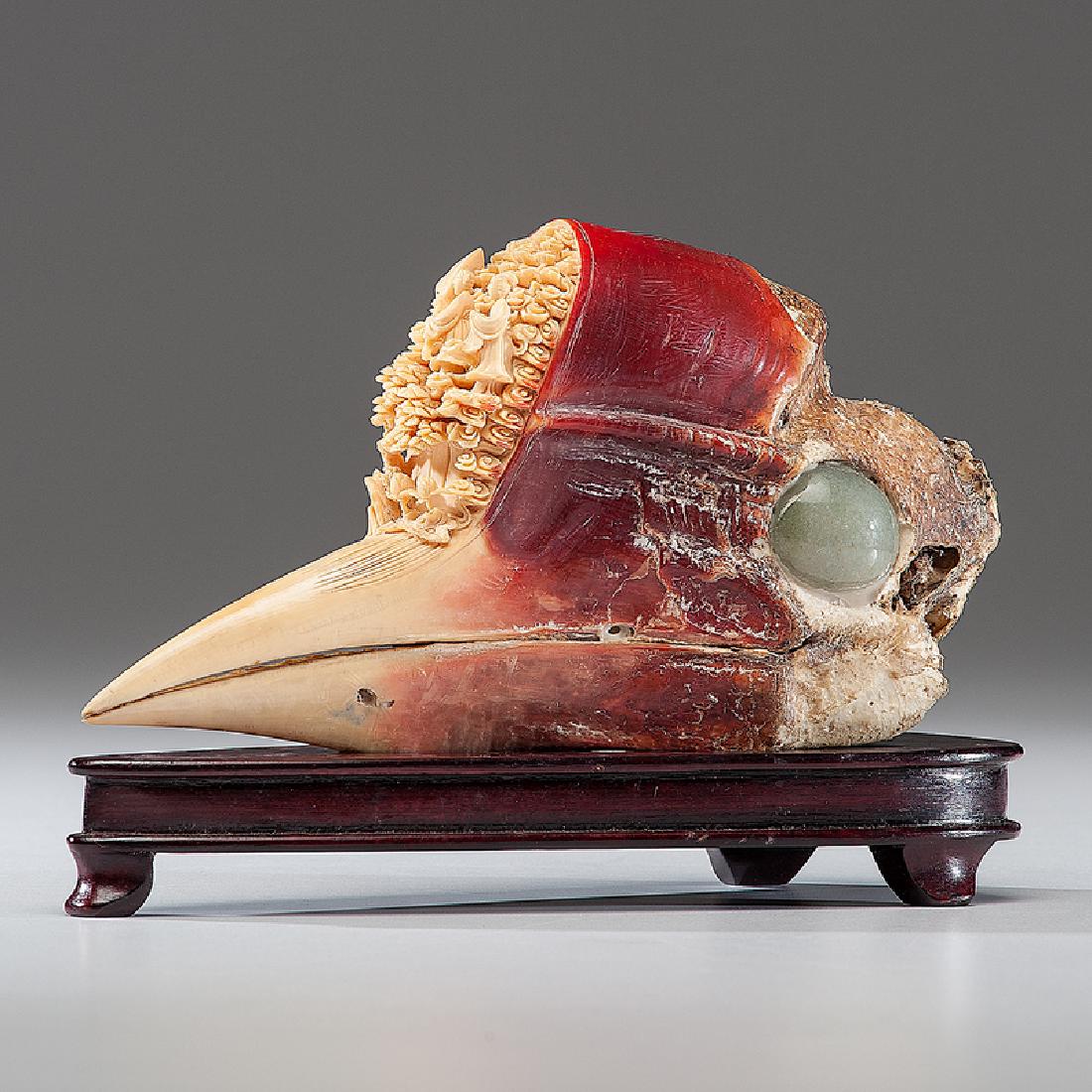Chinese Carved Hornbill Skull (1 of 4)