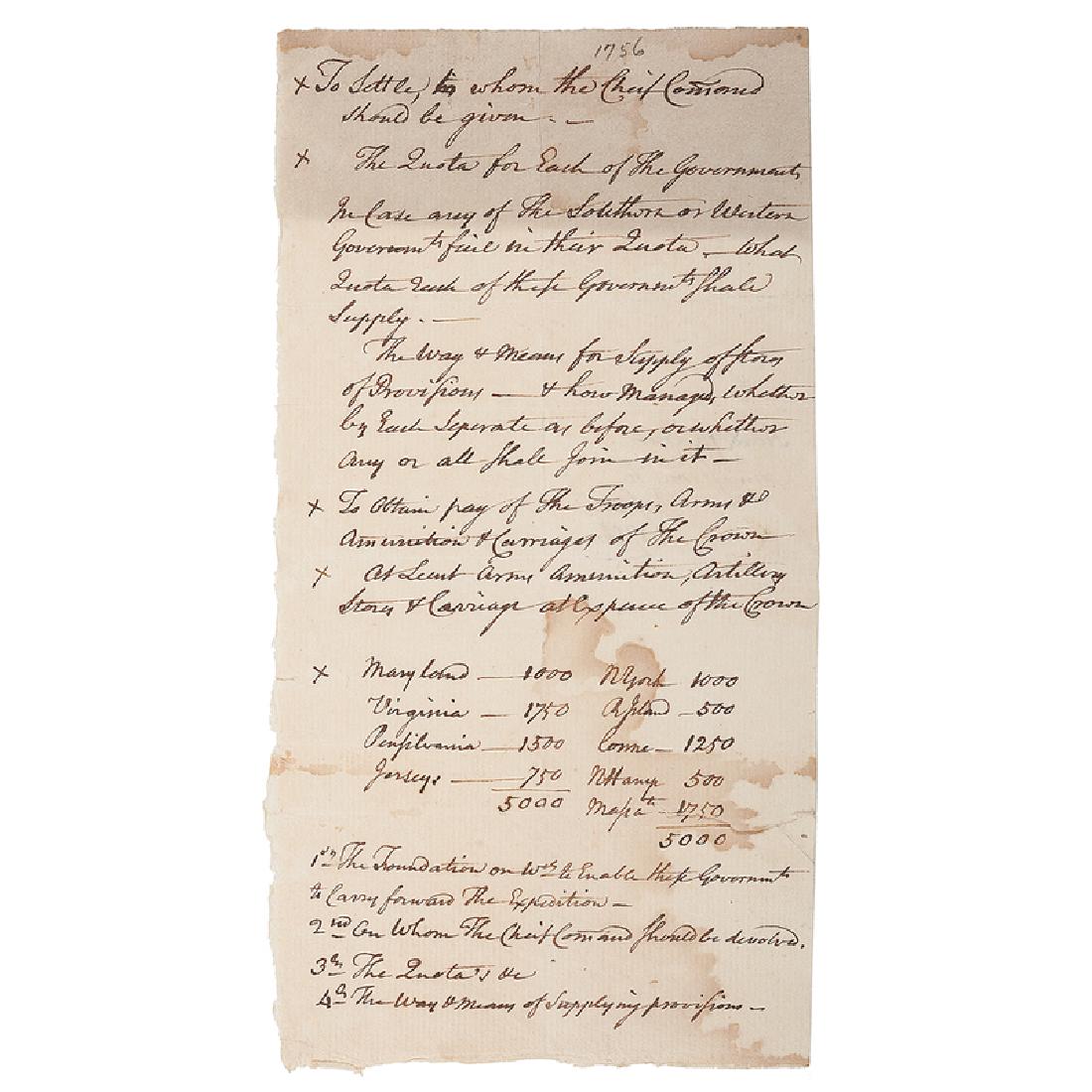 John Trumbull, Sr., 1756 Military Campaign Notes: Trumbull, Jonathan, Sr. (1710-1785). Connecticut businessman, French and Indian War regimental leader, and prominent politician who served as both a colonial governor prior to the Revolutionary War an