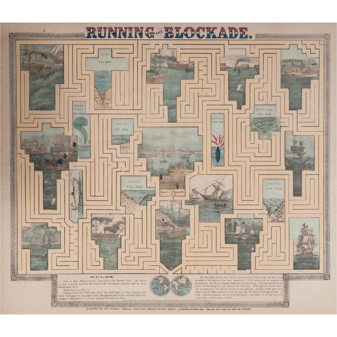 Running the Blockade, Civil War Hand-Colored Maze Game