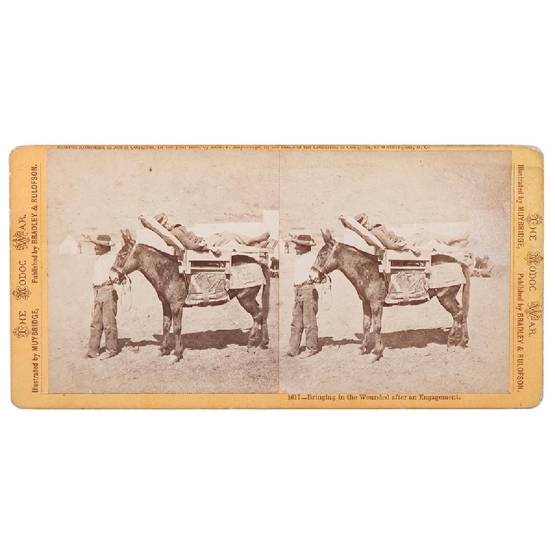 Modoc War Stereoview by Muybridge, Bringing in the (1 of 2)